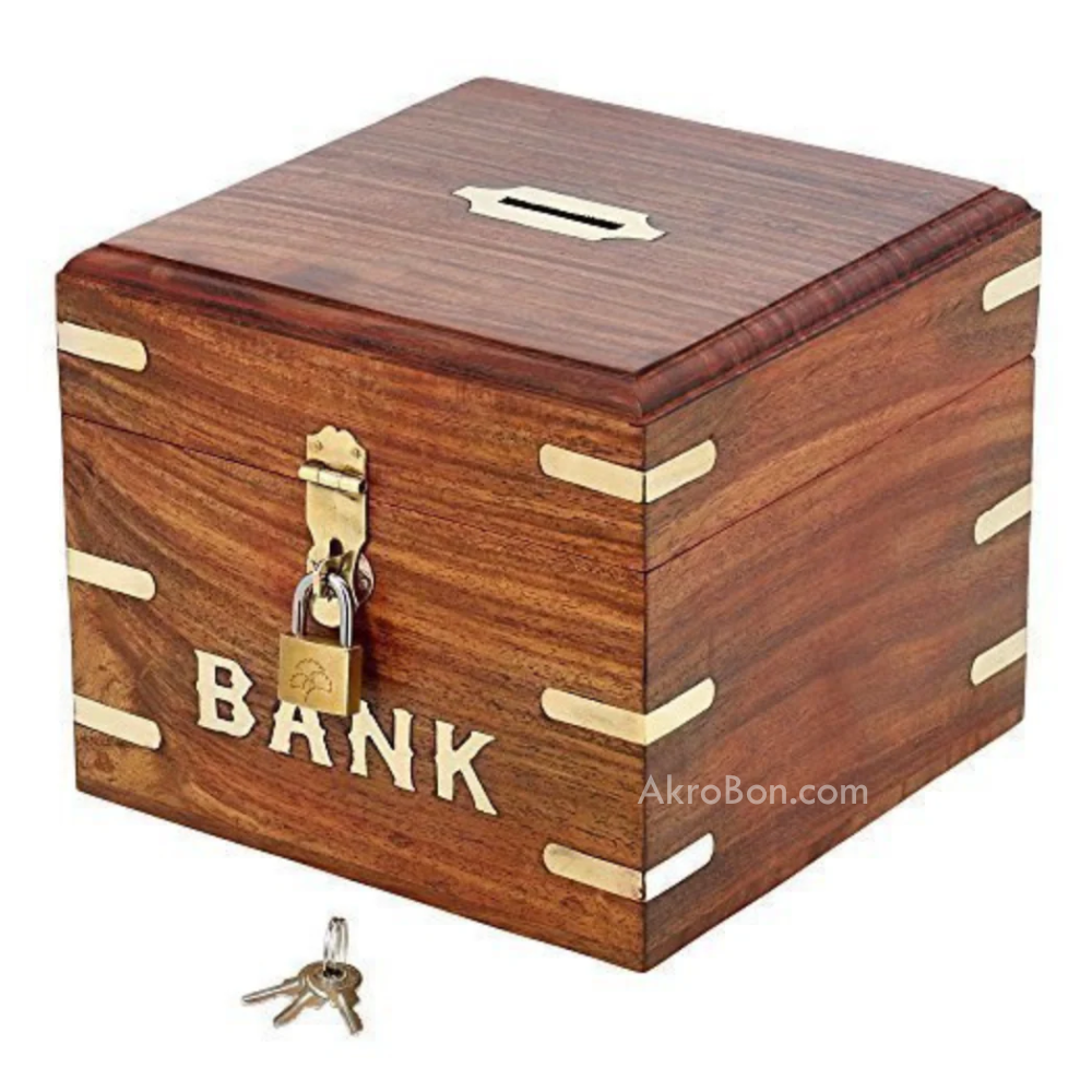 Square Wooden Handicraft Money Bank