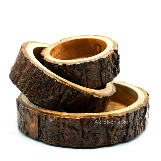 Wooden Serving Tray Round Set of 3 Pcs