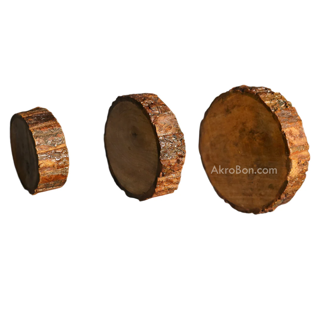 Wooden Serving Tray Round Set of 3 Pcs