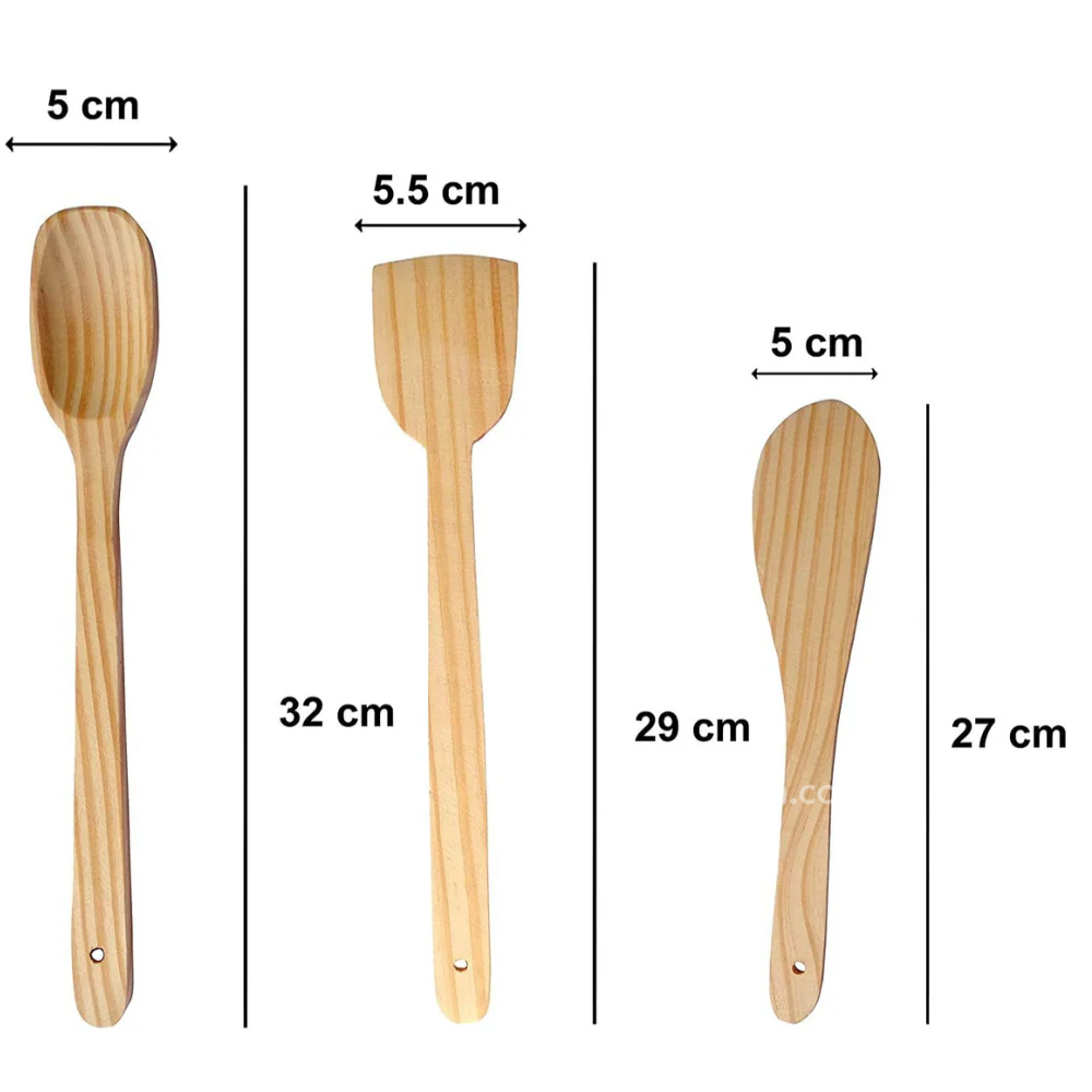 Wooden Kitchen Spoon Set of 3 Pcs