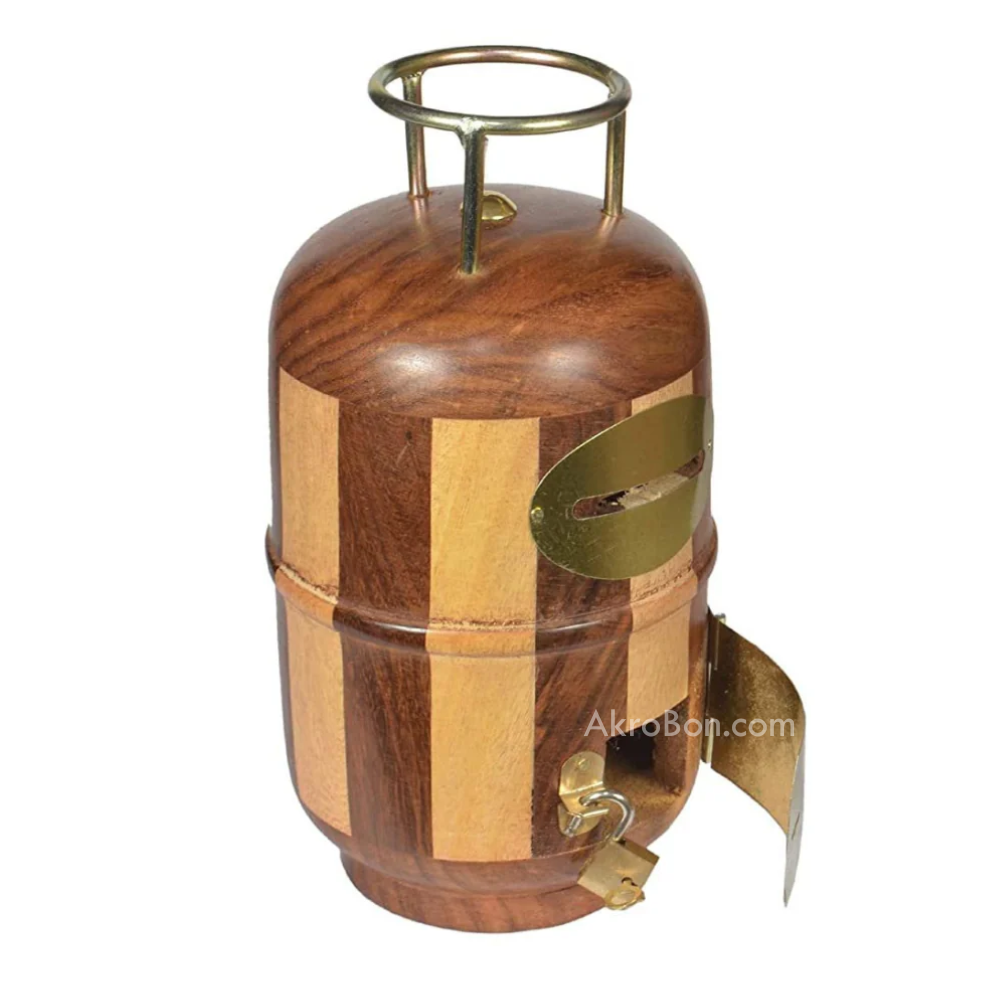 Cylindrical Wooden Handicraft Money Bank