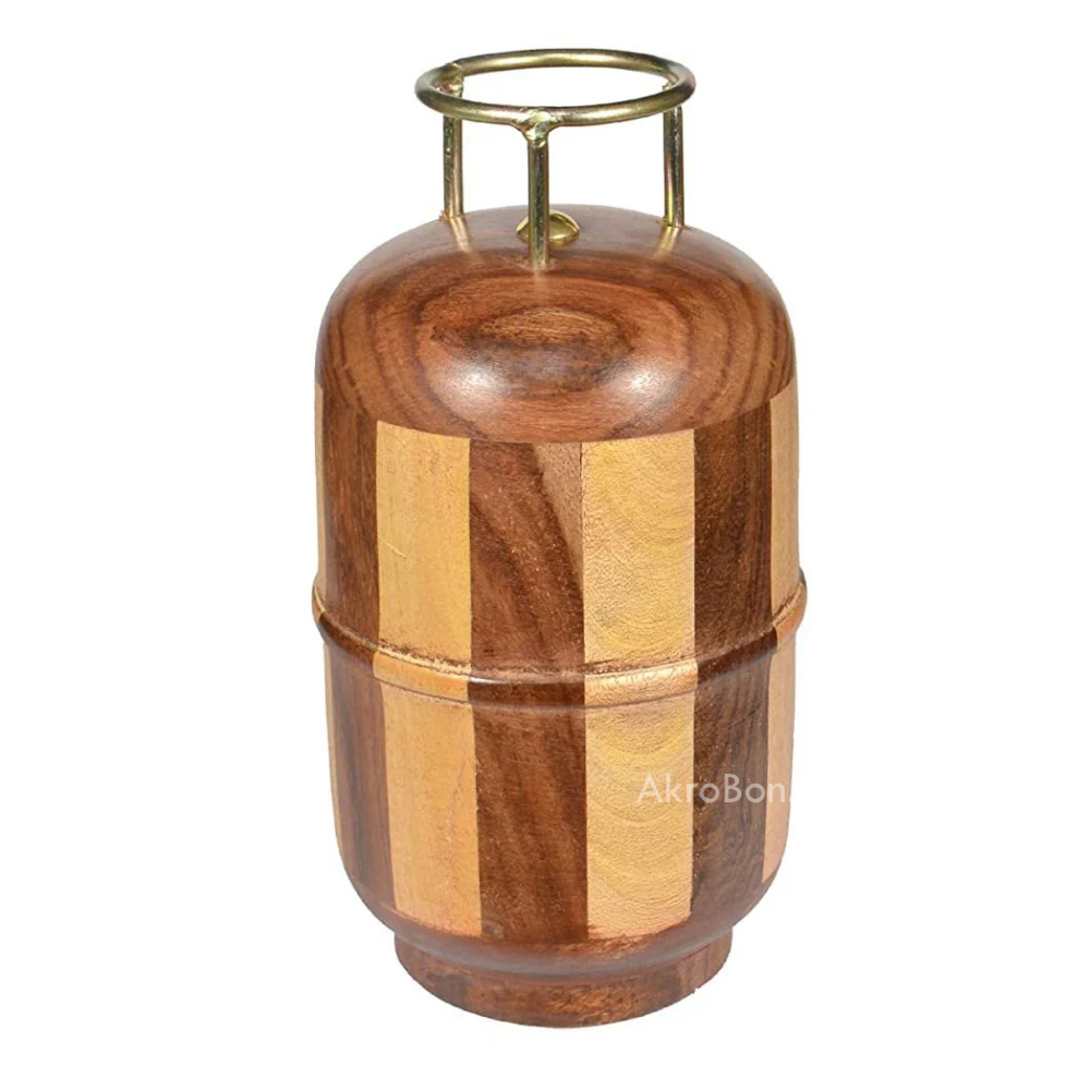 Cylindrical Wooden Handicraft Money Bank