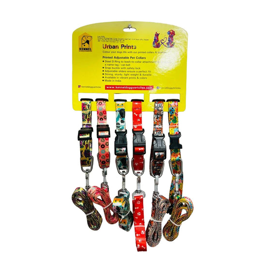 Kennel Printed Adjustable Click Collar & Lead For Dog
