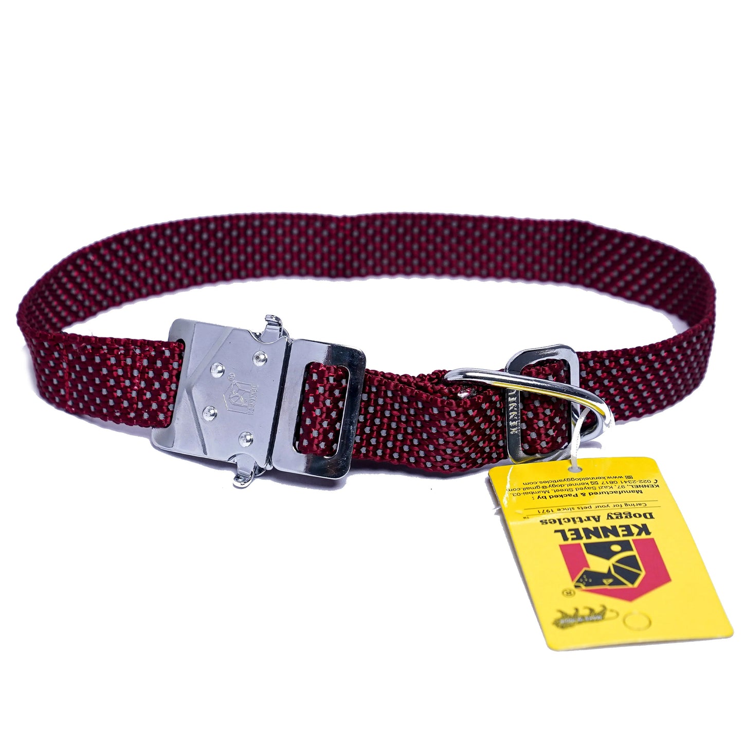 Kennel Premium All Over Reflective Nylon M.S.Click Lock Collar (W = 1")