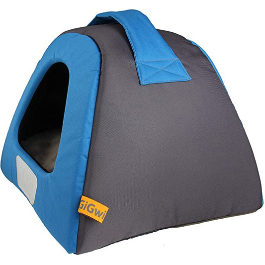 Gigwi Blue & Gray Canvas Plush TPR Place Pet House For Dogs & Cats