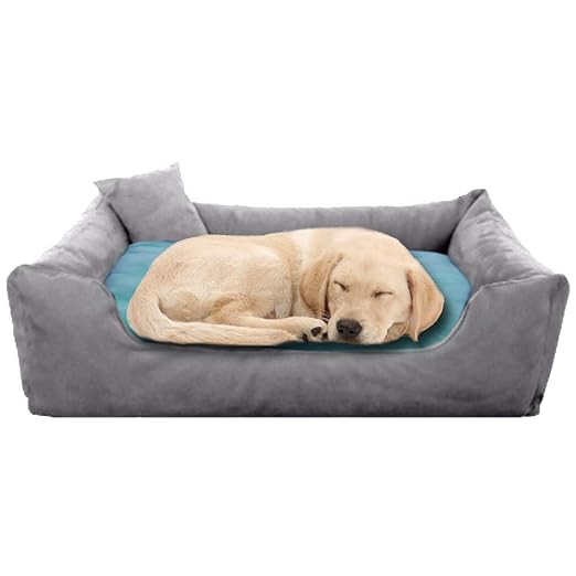 Blue Grey Velvet - Reversible Dog Bed for Dogs | Plus Extra Removable 100% Cotton Washable Covers