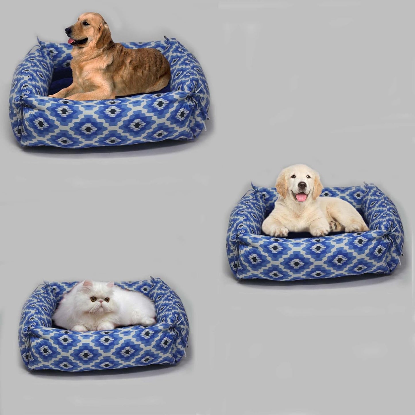 Blue Printed Pet Royale Premium Detachable Big Dog Bed