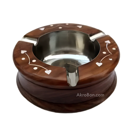 Wooden Ashtray - with Heart Motifs