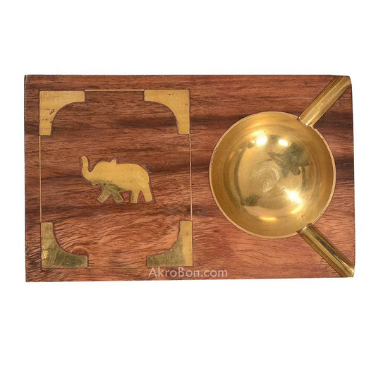 Rectangular Wooden Ashtray - with Removable Tray