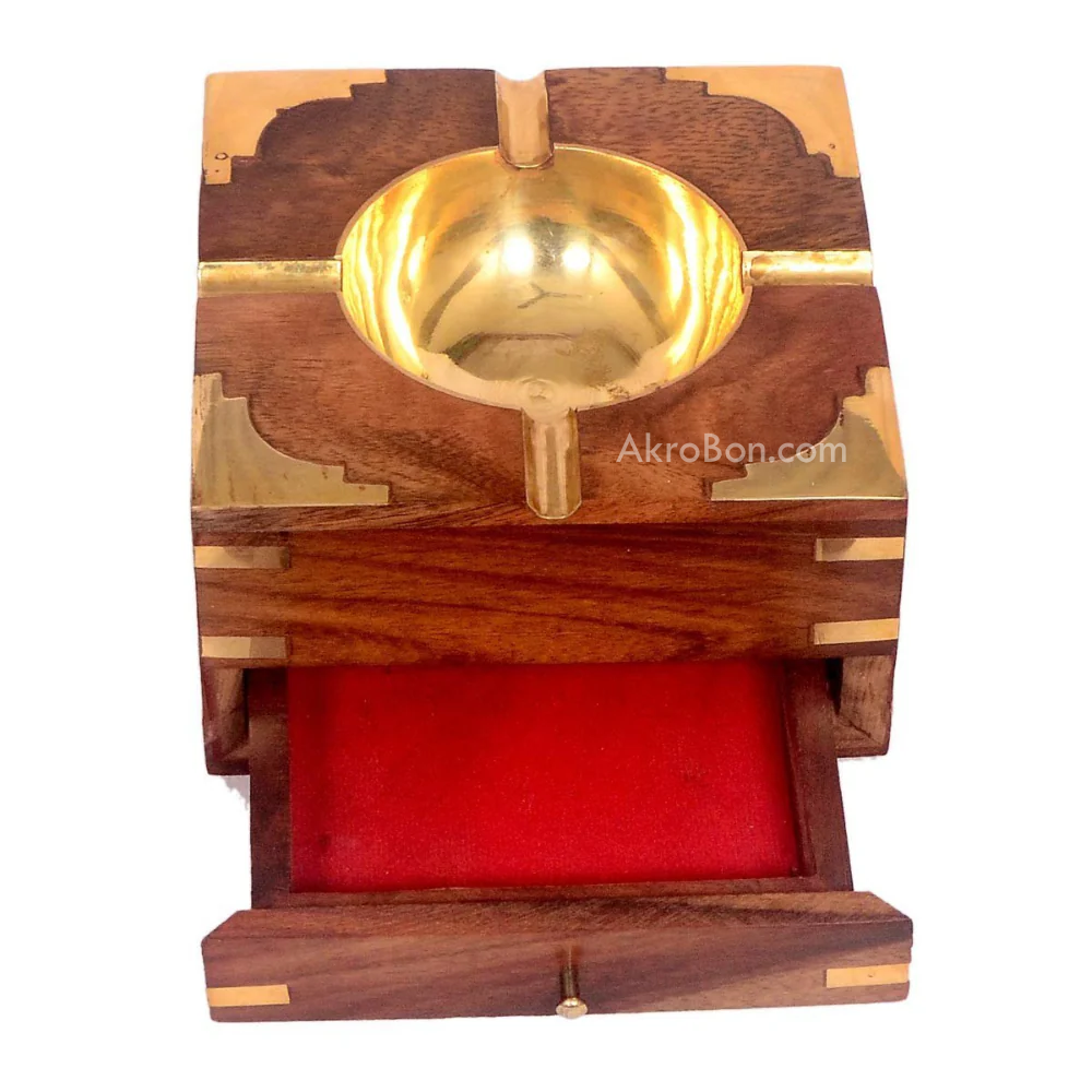 Wooden Ashtray - with Removable Tray