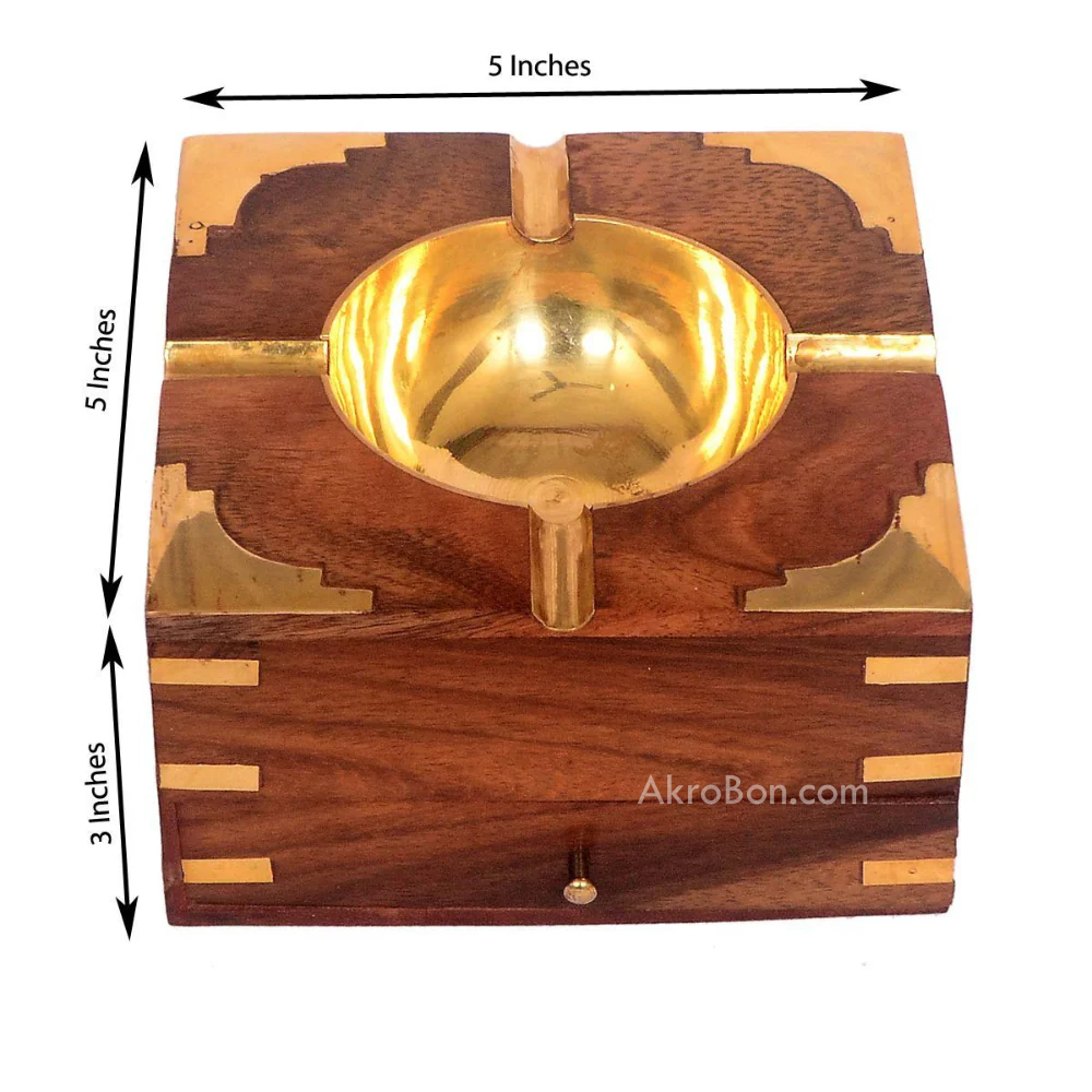 Wooden Ashtray - with Removable Tray