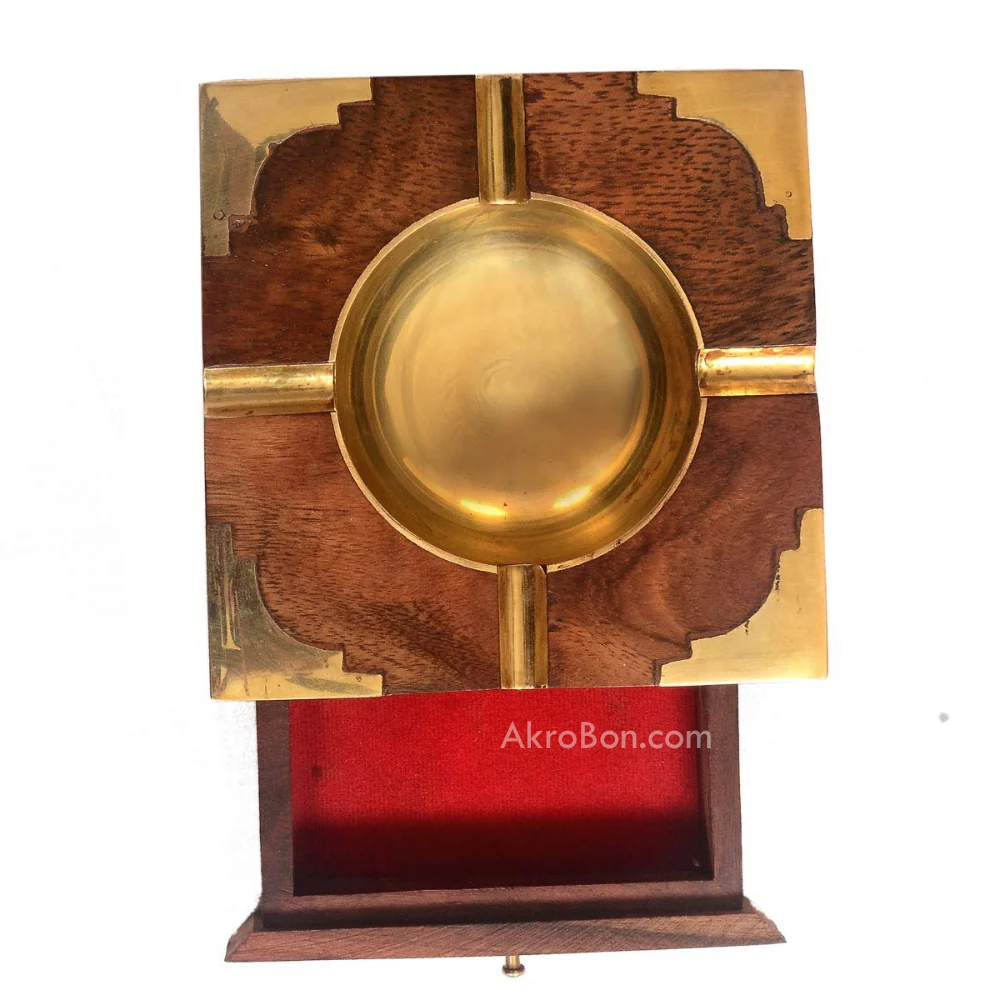 Wooden Ashtray - with Removable Tray