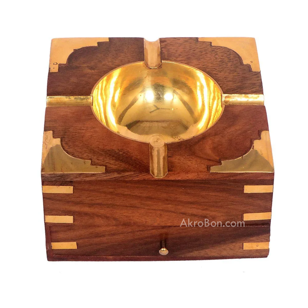 Wooden Ashtray - with Removable Tray