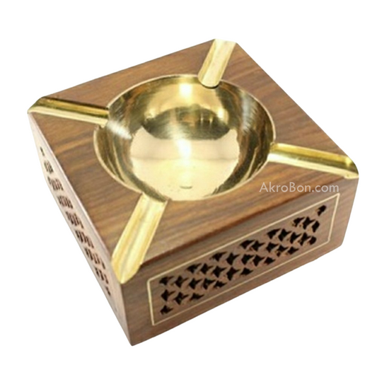 Cut Work Square Wooden Handicraft Ashtray