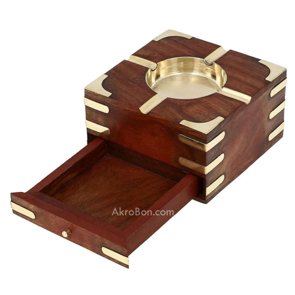 Wooden Ashtray - with Removable Tray