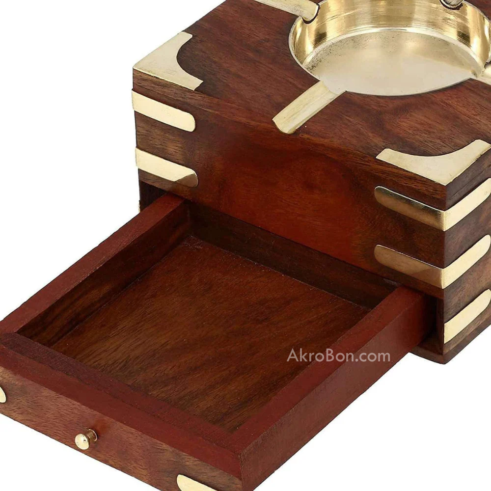 Wooden Ashtray - with Removable Tray
