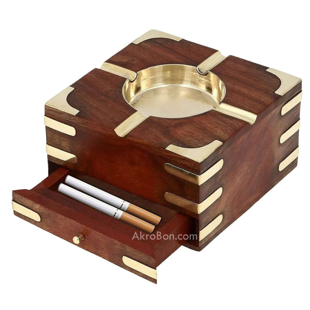 Wooden Ashtray - with Removable Tray