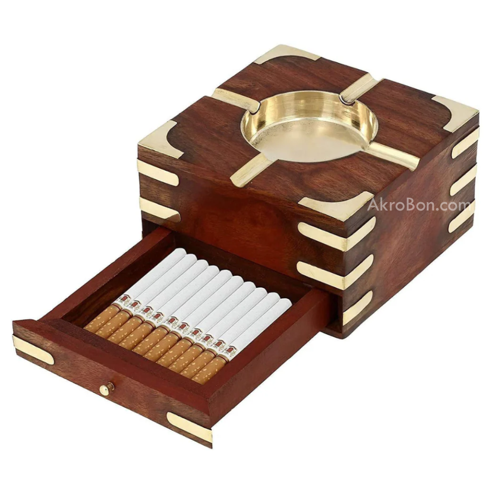 Wooden Ashtray - with Removable Tray