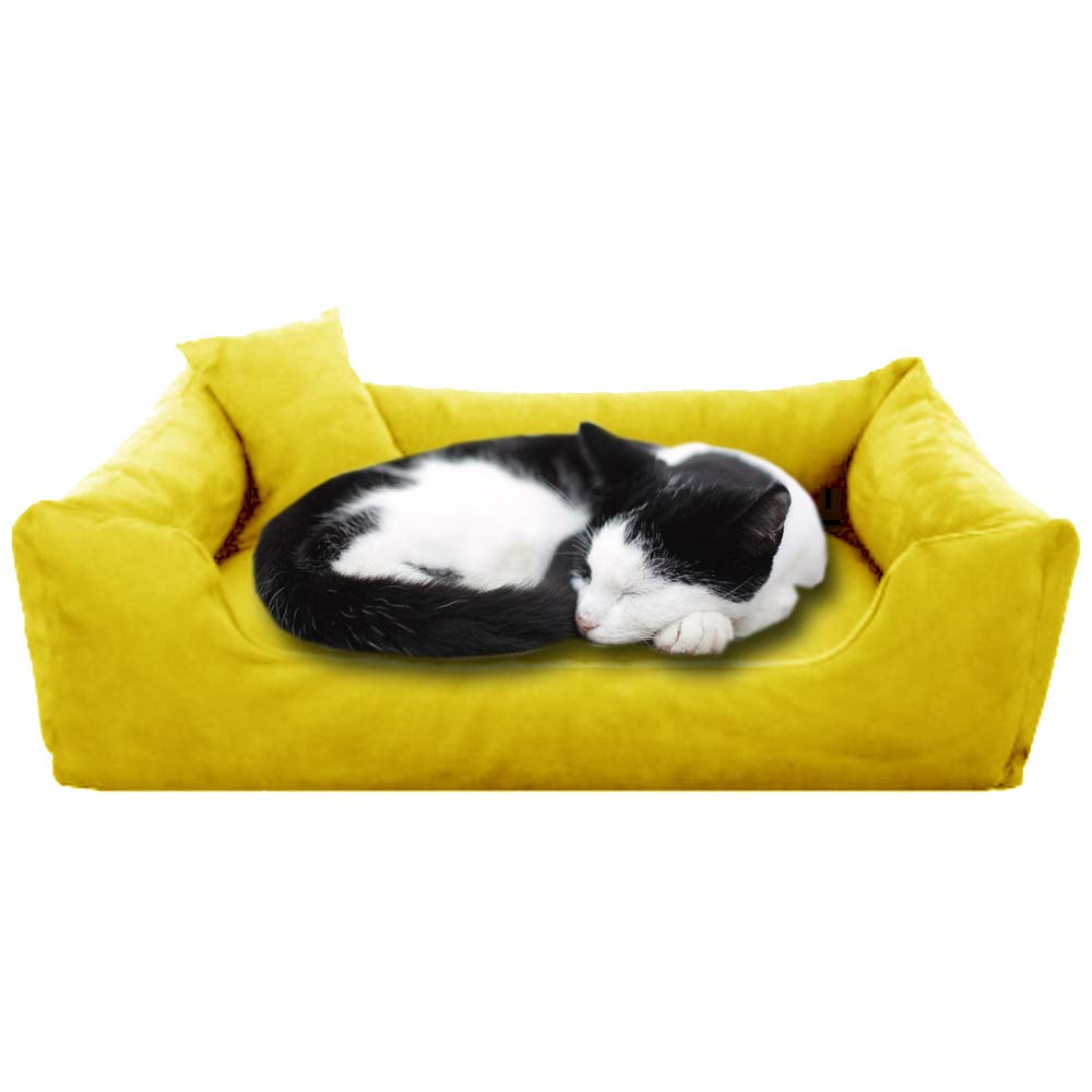 Yellow - Pet Royale Velvet Cat Bed