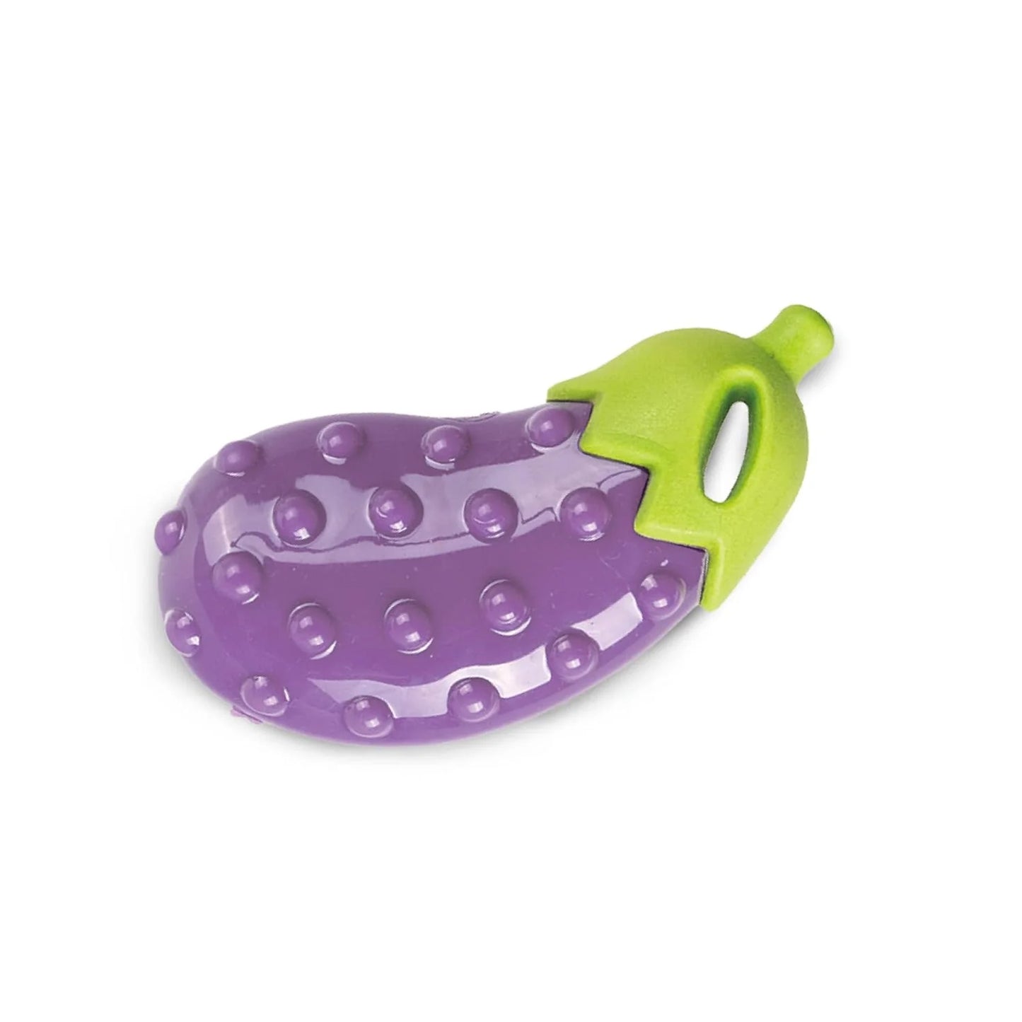 Holy Pows Treat Dispenser Vegi-Bites Eggplant Loud Squeaky Dog Toy