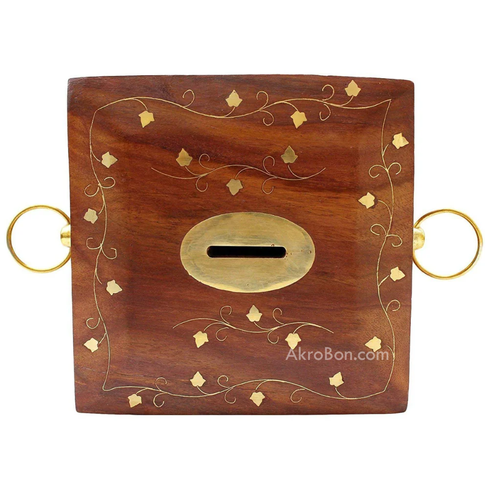 Tall Wooden Handicraft Money Bank