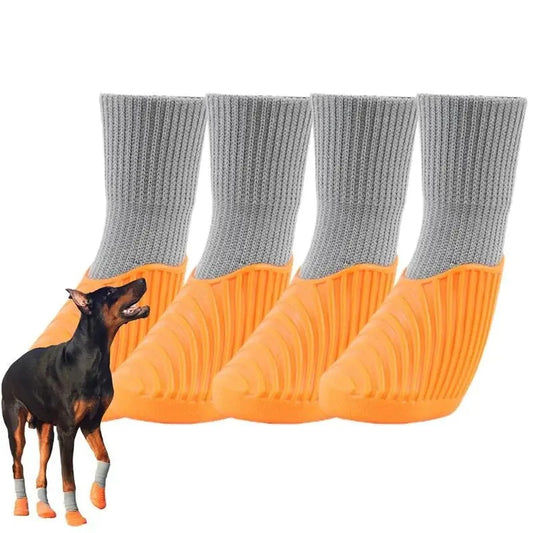 Holy Paws Silicon Base Socks Rubber Sole With Velcro Straps Traction Control Anti-Slip Boots For Dog