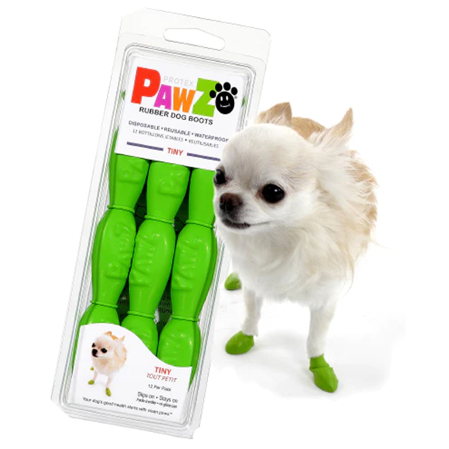 Pawz Rubber Dog Boots - Tiny - Green