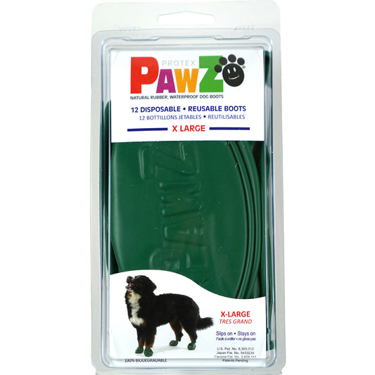 Pawz Waterproof Dog Boots - X Large - Green 12 PCS