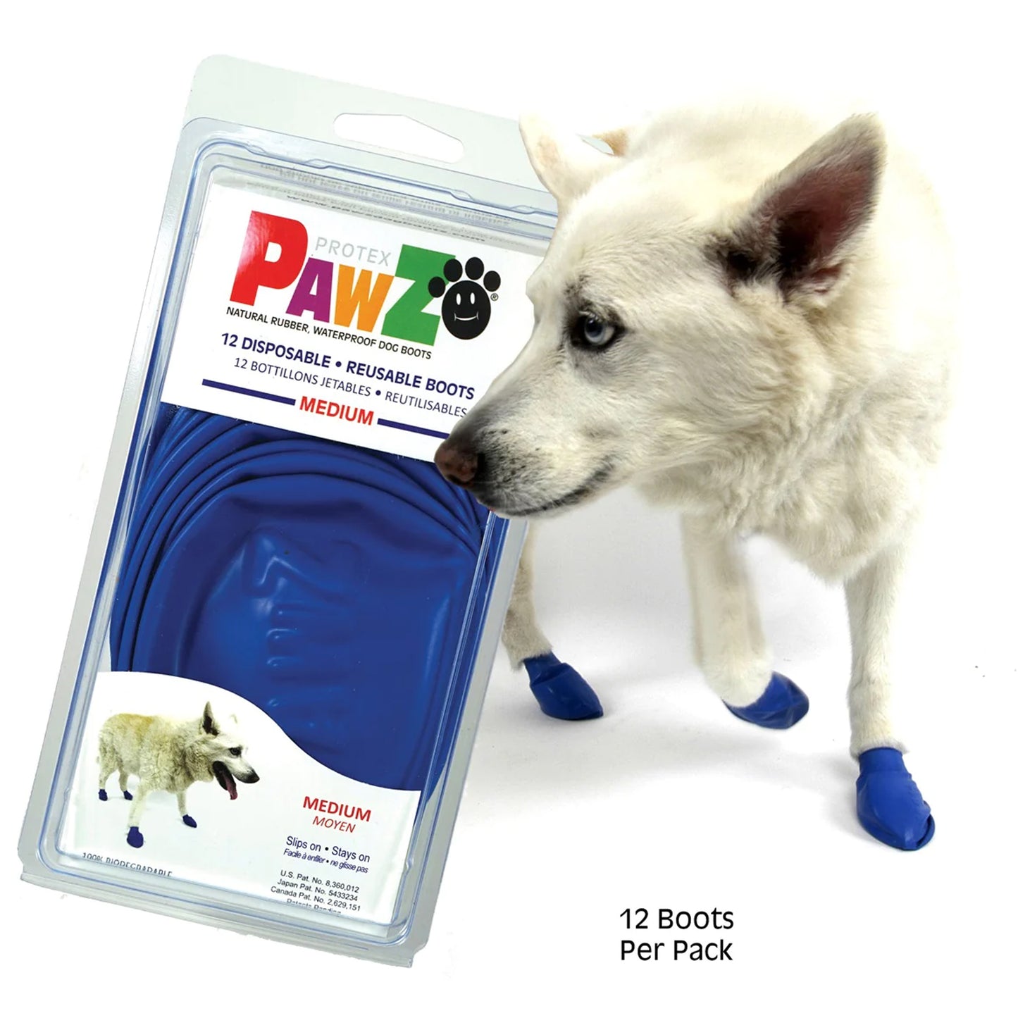 Pawz Waterproof Dog Boots - Medium - Blue 12 PCS