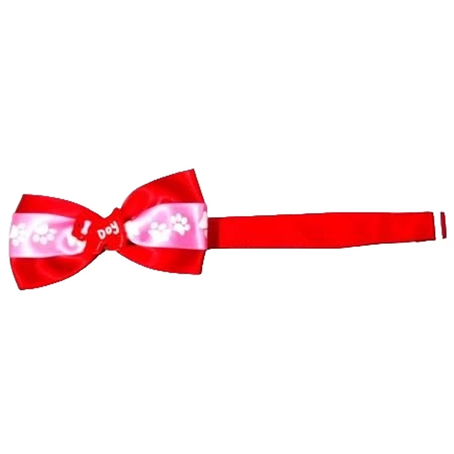 Puppy Love Fancy Neck Bow With Polka Dots Red & Pink - Small
