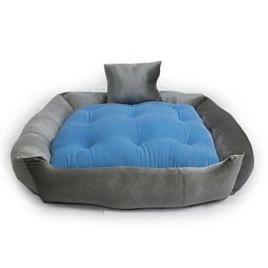 Blue Grey Velvet - Reversible Dog Bed for Dogs | Plus Extra Removable 100% Cotton Washable Covers