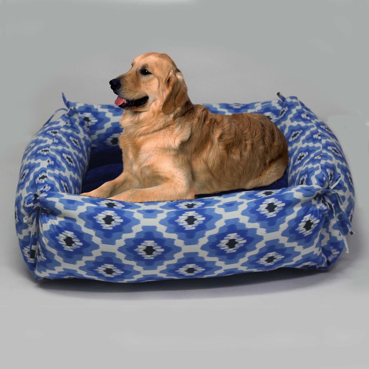 Blue Printed Pet Royale Premium Detachable Big Dog Bed