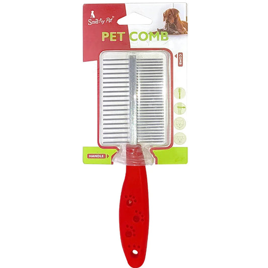 Smarty Pet Plastic Handle Double Side Comb With Paw Symbols (Color May Vary)