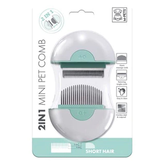 M-Pets 2 In 1 Mini Pet Comb For Short Hair (2 In 1)- Green