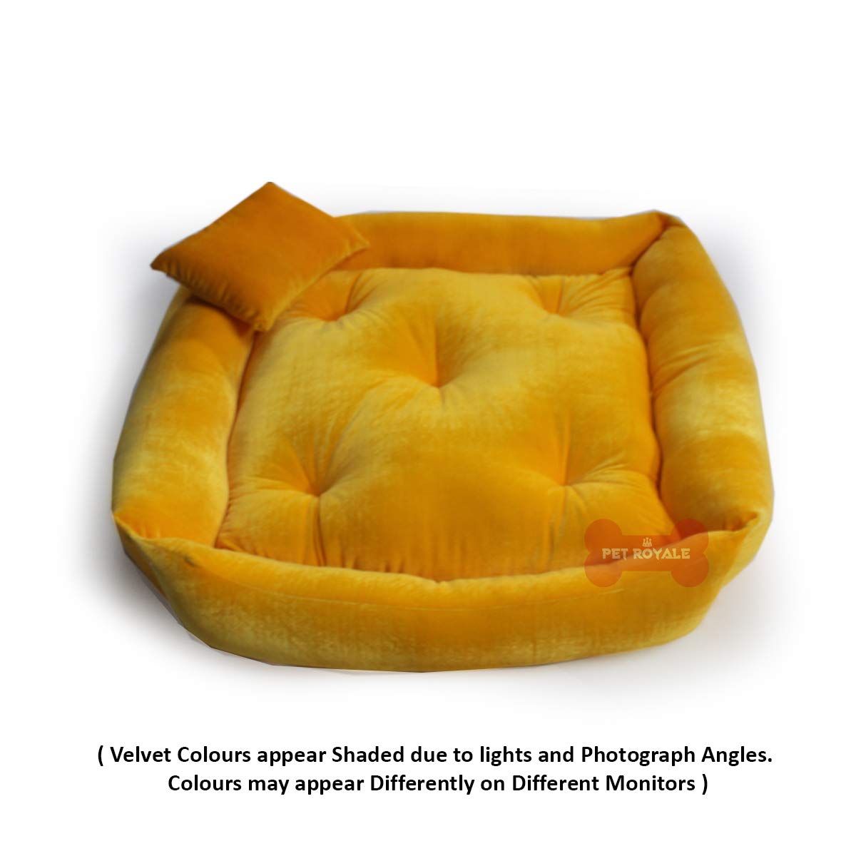 Solid yellow- Pet Royale Large Dog Bed | Reversible Dog Bed for Big Dogs | Plus Extra Removable 100% Cotton Washable Covers