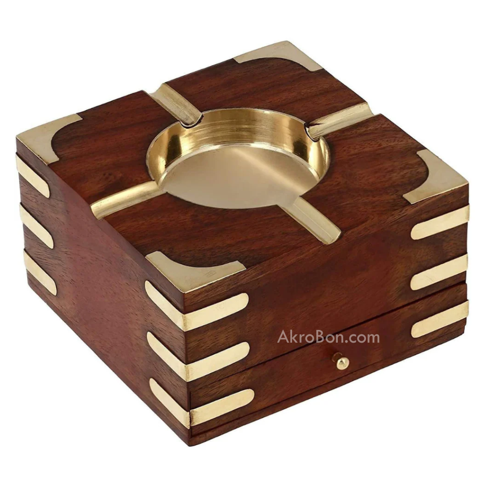 Wooden Ashtray - with Removable Tray