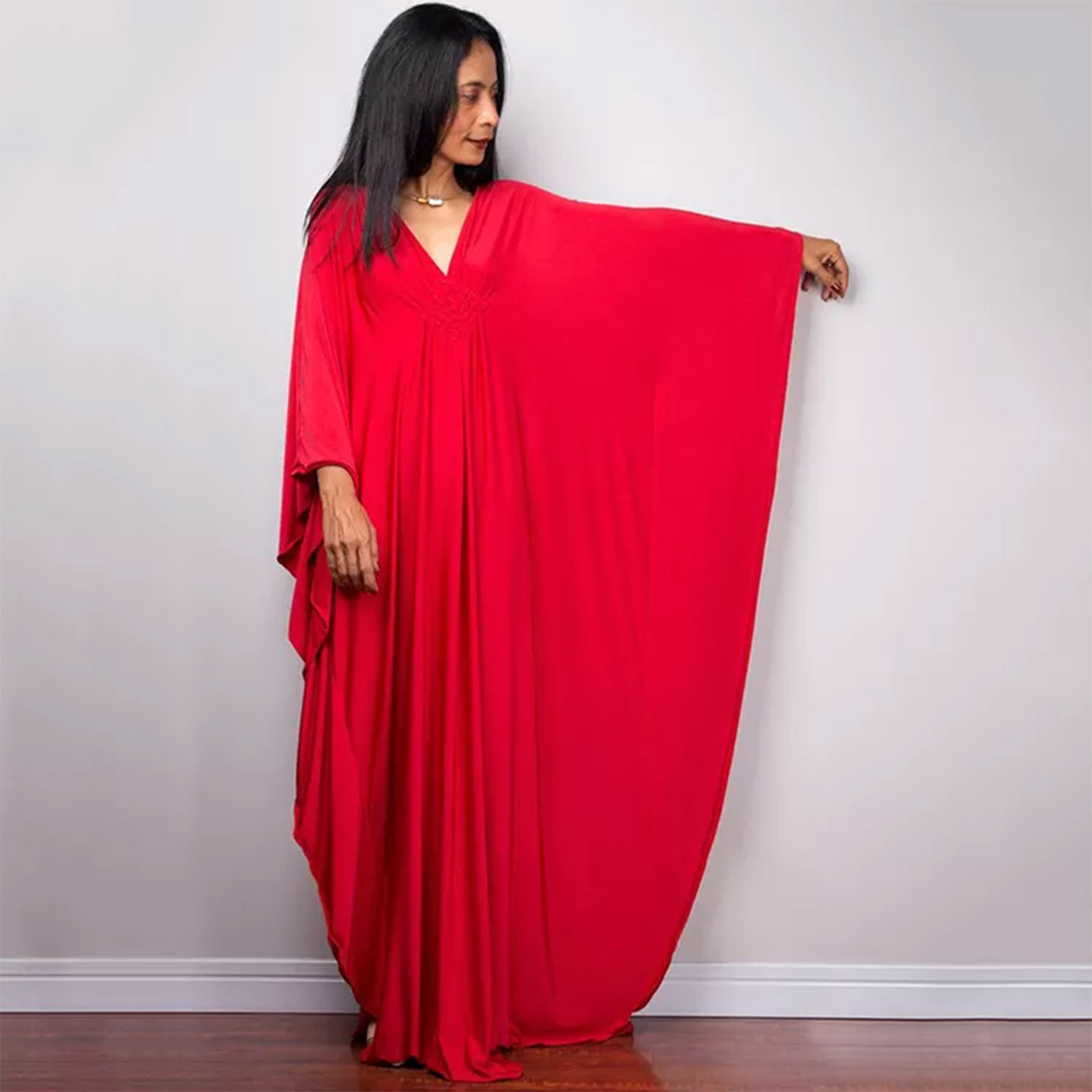 Tomato Red Flowy Kaftan AkroBon