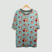 Azlax Floral Fuschia 100% Cotton Pajama Sets - Tshirt + Pajamas
