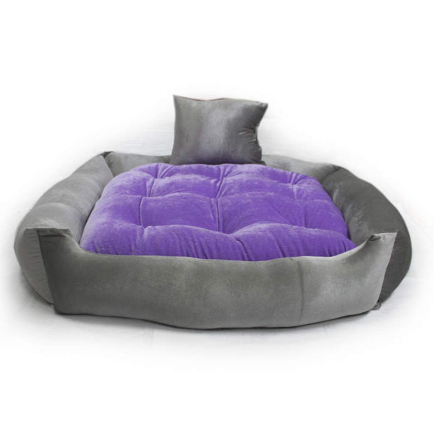 Grey Purple - Pet Royale Velvet Cat Bed