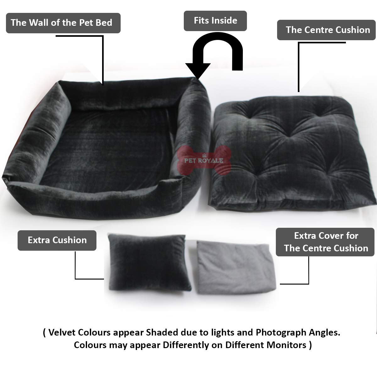 Grey - Pet Royale Small Dog Bed