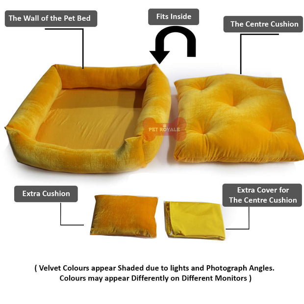 Yellow - Pet Royale Velvet Cat Bed