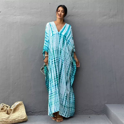 Blue Tye Dye Flowy Kaftan