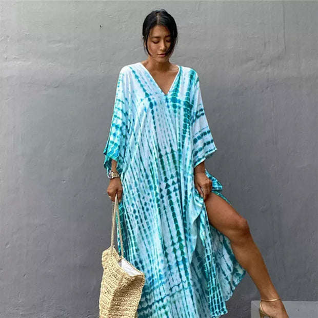 Blue Tye Dye Flowy Kaftan