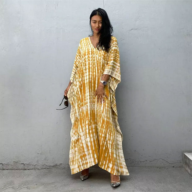 Saffron Tye Dye Flowy Kaftan