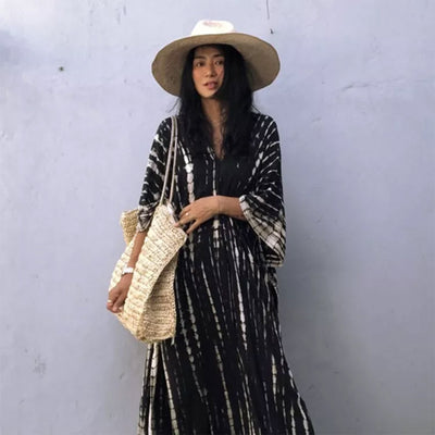 Black Tye Dye Flowy Kaftan