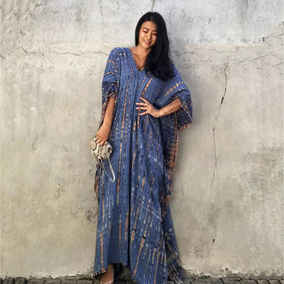 Indigo Tye Dye Flowy Kaftan